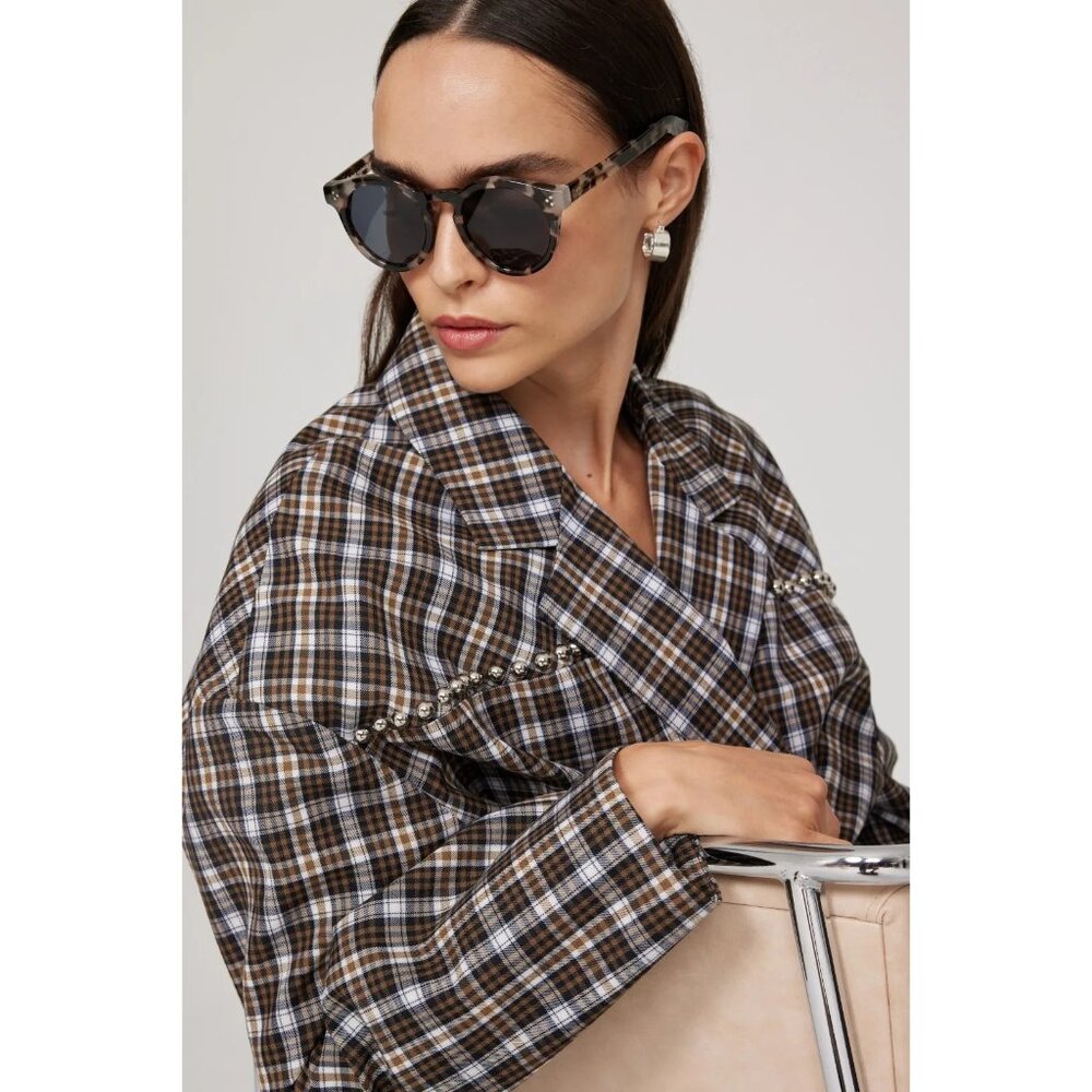 Illesteva Tortoiseshell Round Sunglasses with Dark Lenses